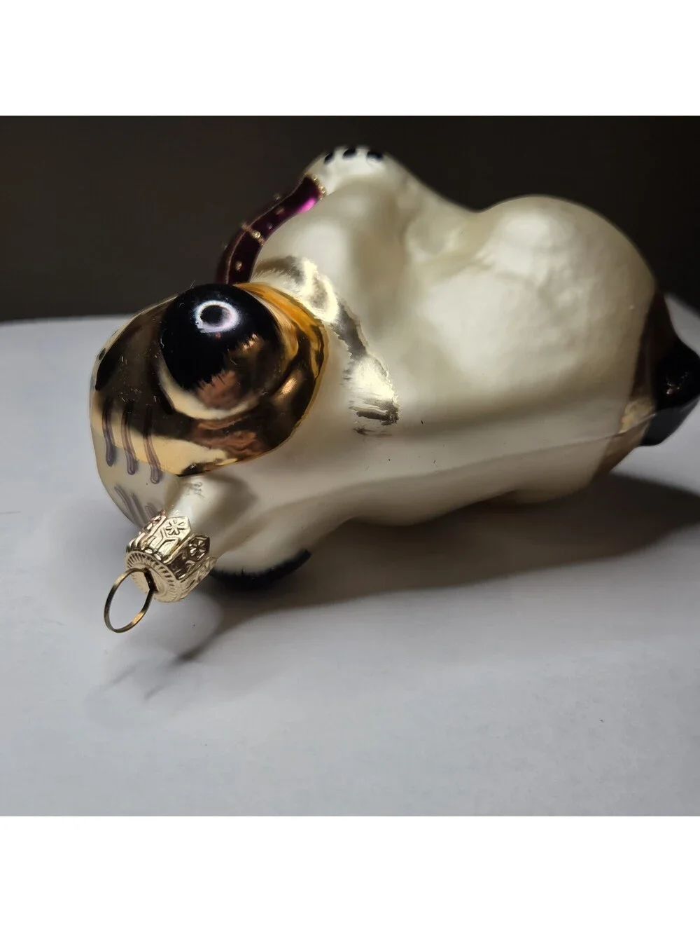 Christopher Radko Bulldog Christmas Ornament Hand Blown Glass VINTAGE! Rare!! #1